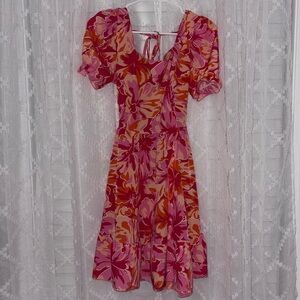 NEW SHEIN Pink and Orange Floral Dress